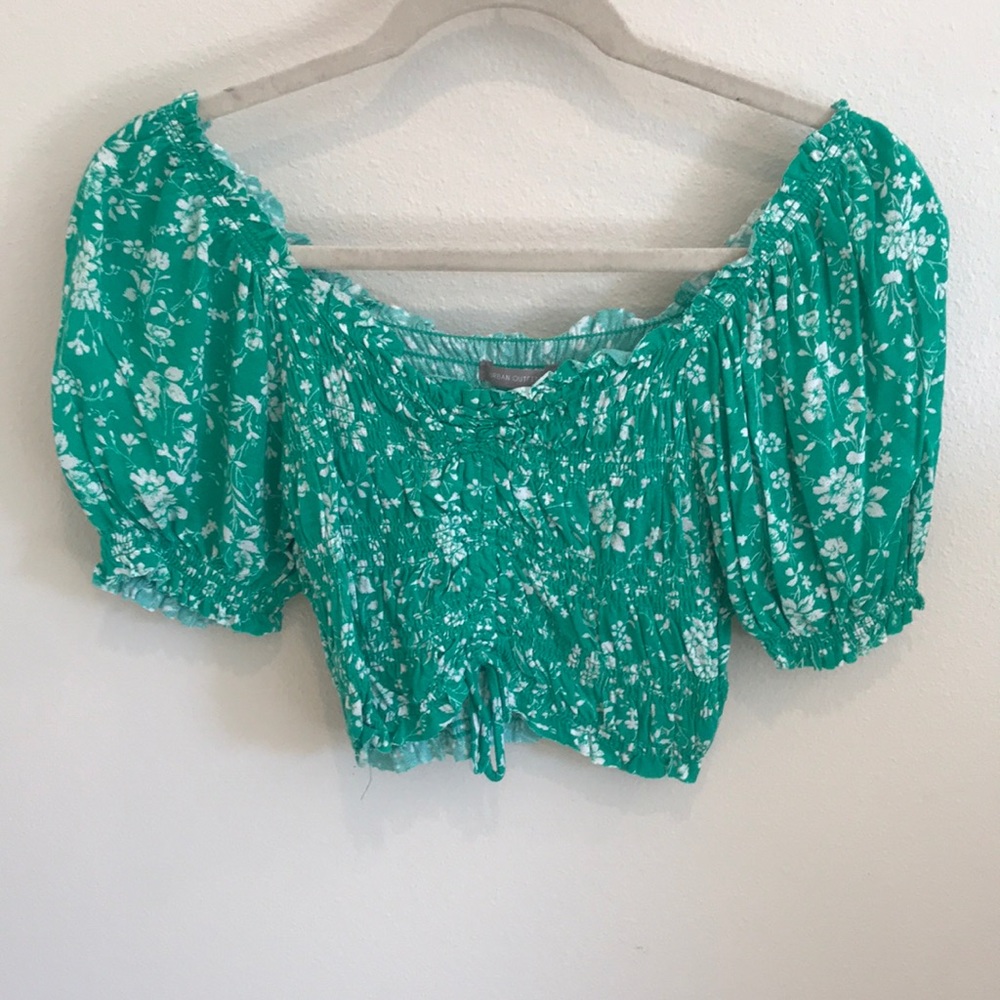 Green Floral Crop Top